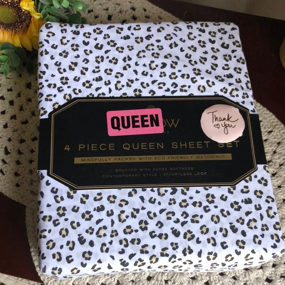 Harlow Fine Linens 4-Piece Queen Sheet Set - Leopard Print